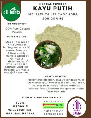 [idHerb] Herbal POWDER Melaleuca Leucadendra Kayu Putih Natural Organic