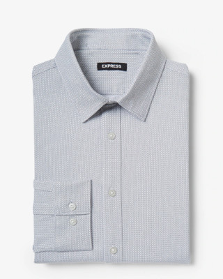 EXPRESS Mens Dress Shirt Slim Printed Luxe Comfort Knit (M)