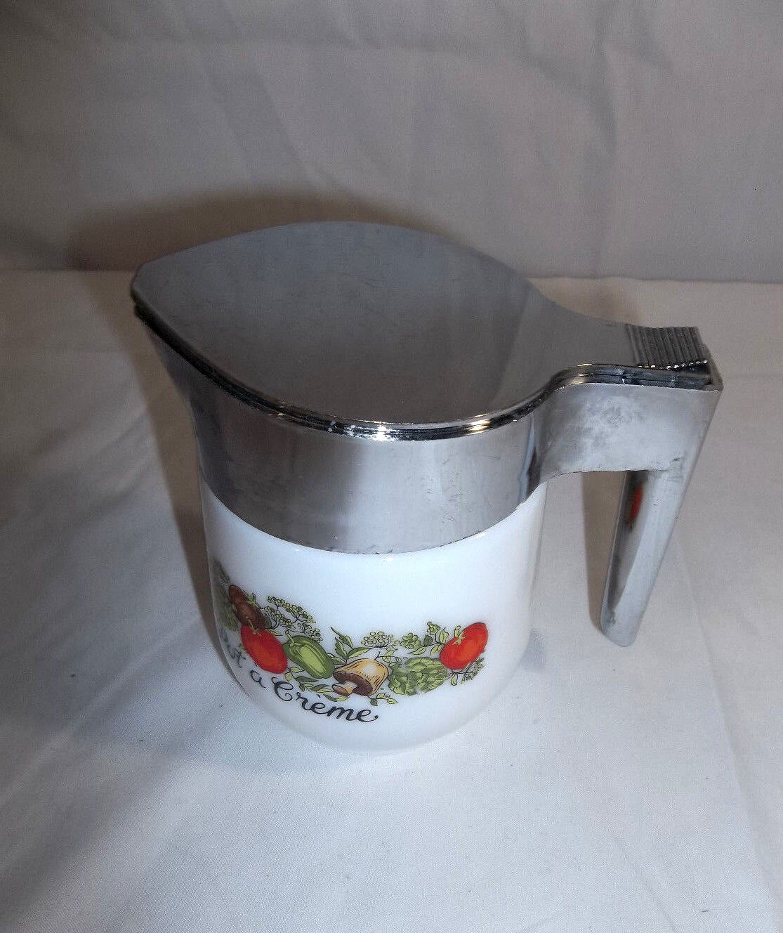 Corning Gemco Pot A Creme Pitcher and Le Poivrier Shaker with Chrome Tops