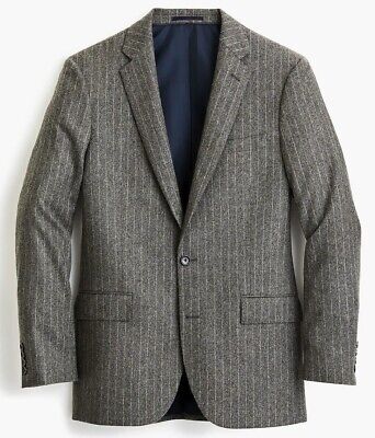 Pre-owned Jcrew J.crew Ludlow Blazer 42r Chalk Stripe Grey Suit Jacket Wool Flannel 42 R J3333 In Gray