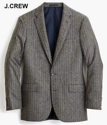 Pre-owned Jcrew J.crew Ludlow Blazer 42r Chalk Stripe Grey Suit Jacket Wool Flannel 42 R J3333 In Gray