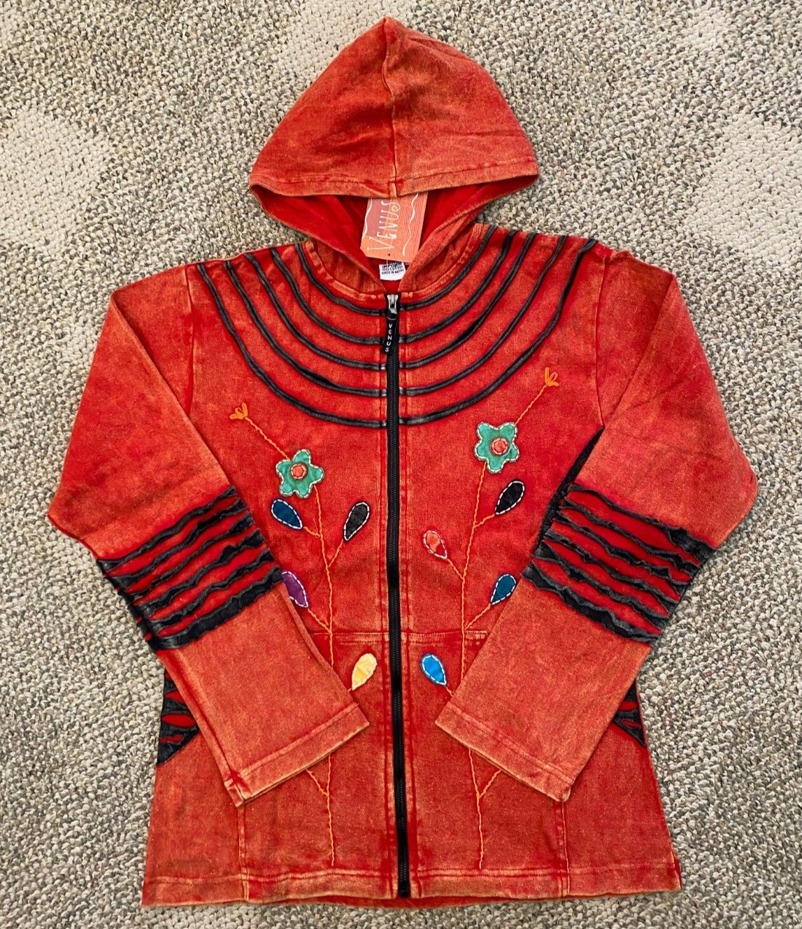 Venus Imports Full Zip Hoodie Sweatshirt Jacket 118 Orange