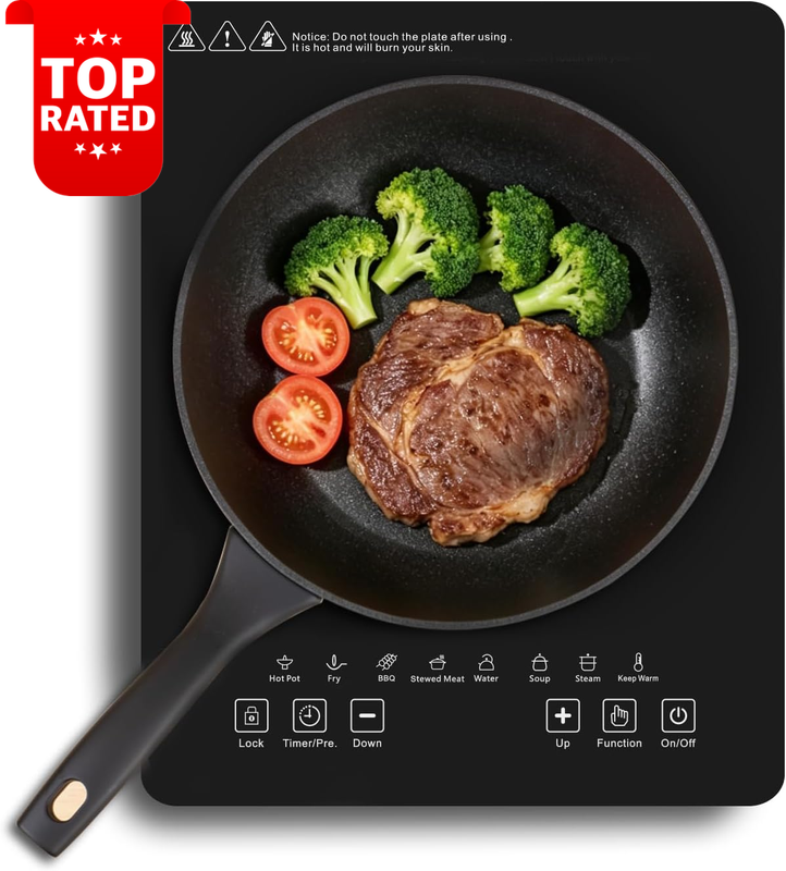 2000W Portable Induction Cooktop Burner Timer Touch Control Easy Clean RV