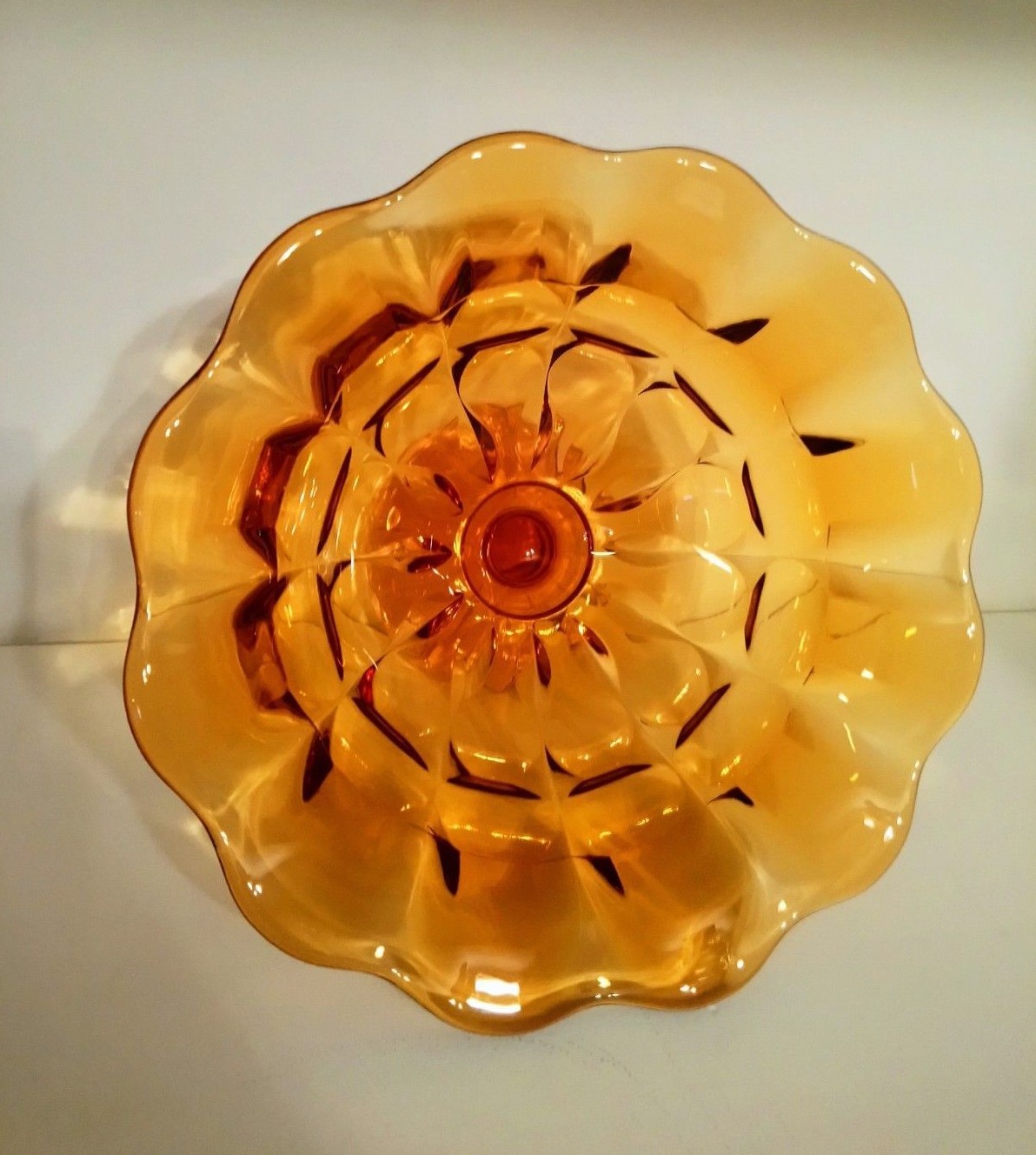 Fenton Valencia Amber Glass Footed Flared Bowl Centerpiece 8320CA 1969