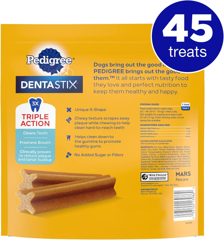 PEDIGREE DENTASTIX Small/Medium Dog Dental Treats Original Flavor Dental Bones, 