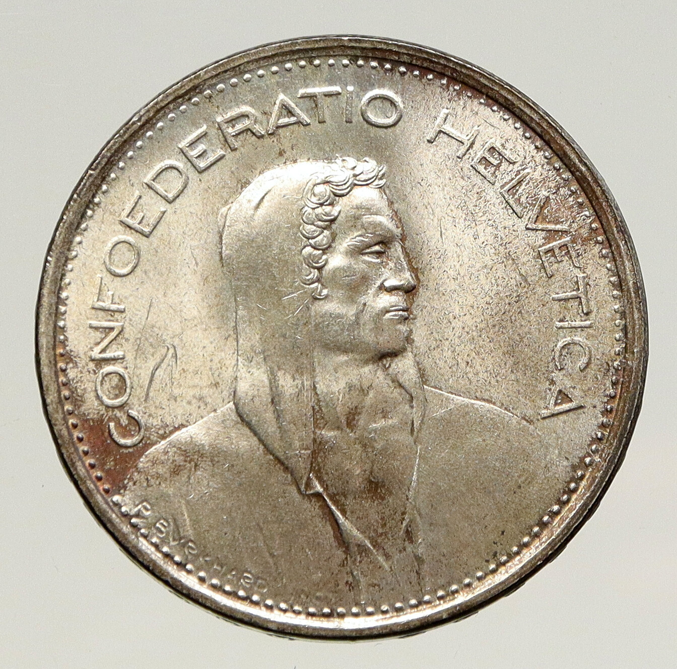2331.　美品　銀貨　1957年　スイス 旧貨幣 ヘルヴェティア　コイン ⑥スイス旧コイン1971年1フラン勝利の女神ヘルヴェティア 硬貨