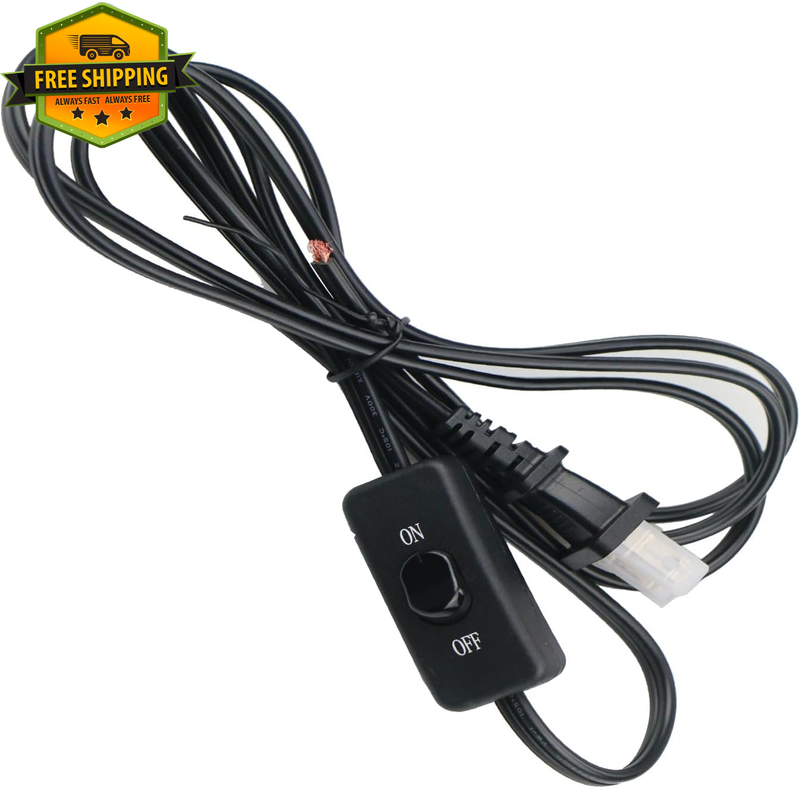 6Feet Lamp Cord with Switch on Off, 6Ft 18AWG 2 Prong Power Cord with 3A Switch,
