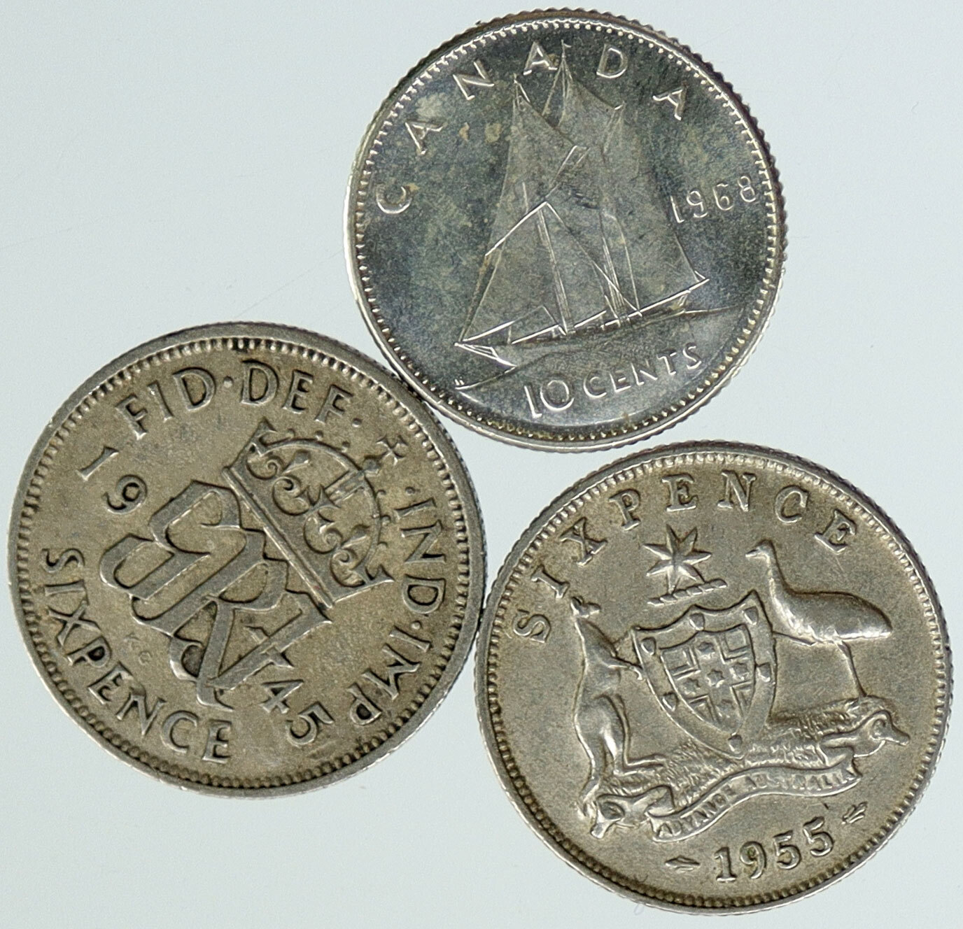 Lot of 3 Silver WORLD COINS Authentic Collection Vintage
