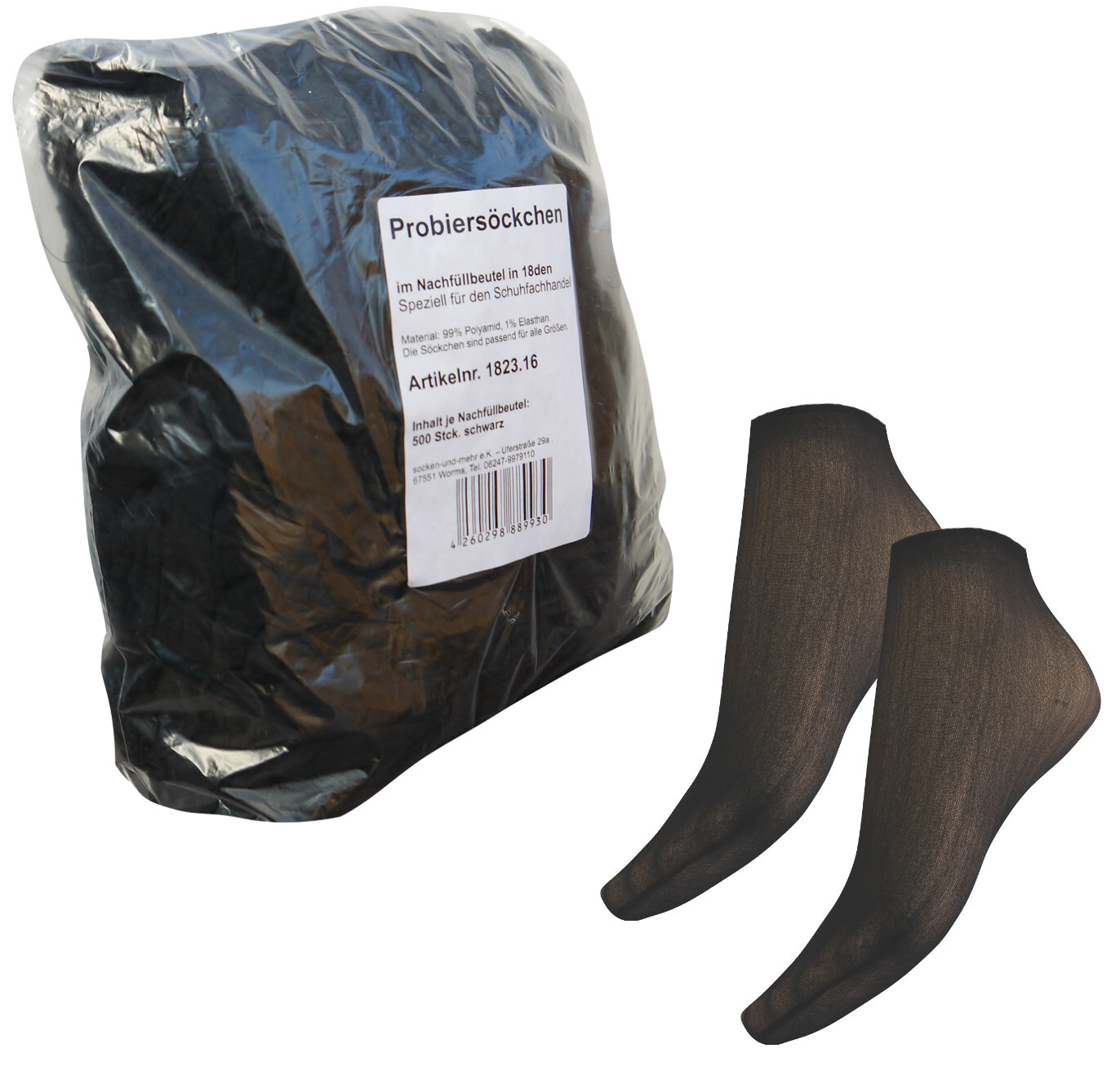 500 Stck. Probiersocken im Nachfüllbeutel schwarz