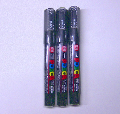 Uni Posca Paint Marker PC-1M Black, 3 Pens per Pack(Japan Import) [Komainu-Dou O