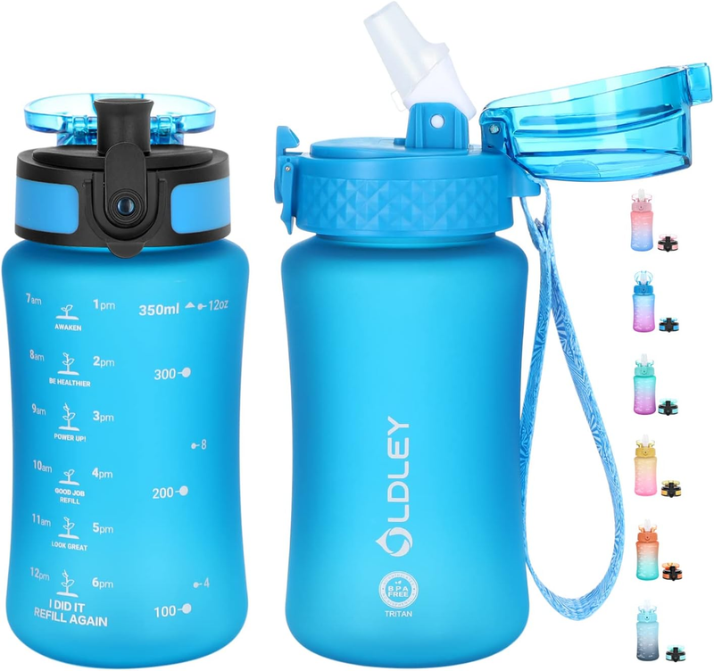 Kids Water Bottle for School, 12 Oz (2 Lids) Bpa-Free Reusab