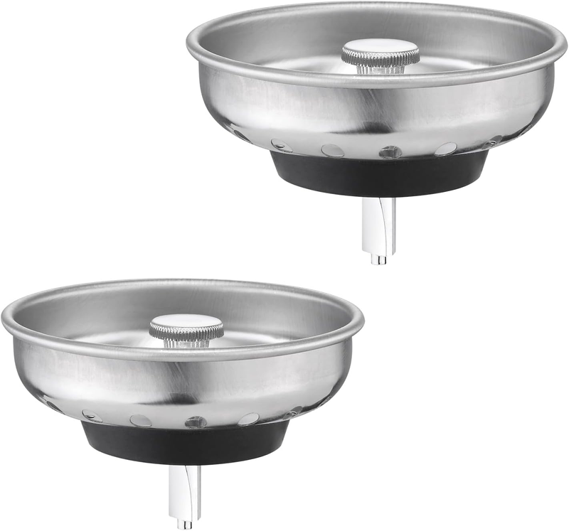 2 Pack Kitchen Sink Strainer and Stopper Combo - Stainless Steel Basket with Pla
