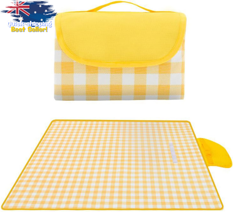 Large Waterproof Picnic Blanket Gingham 150x200cm, Sandproof Beach Camping Mat