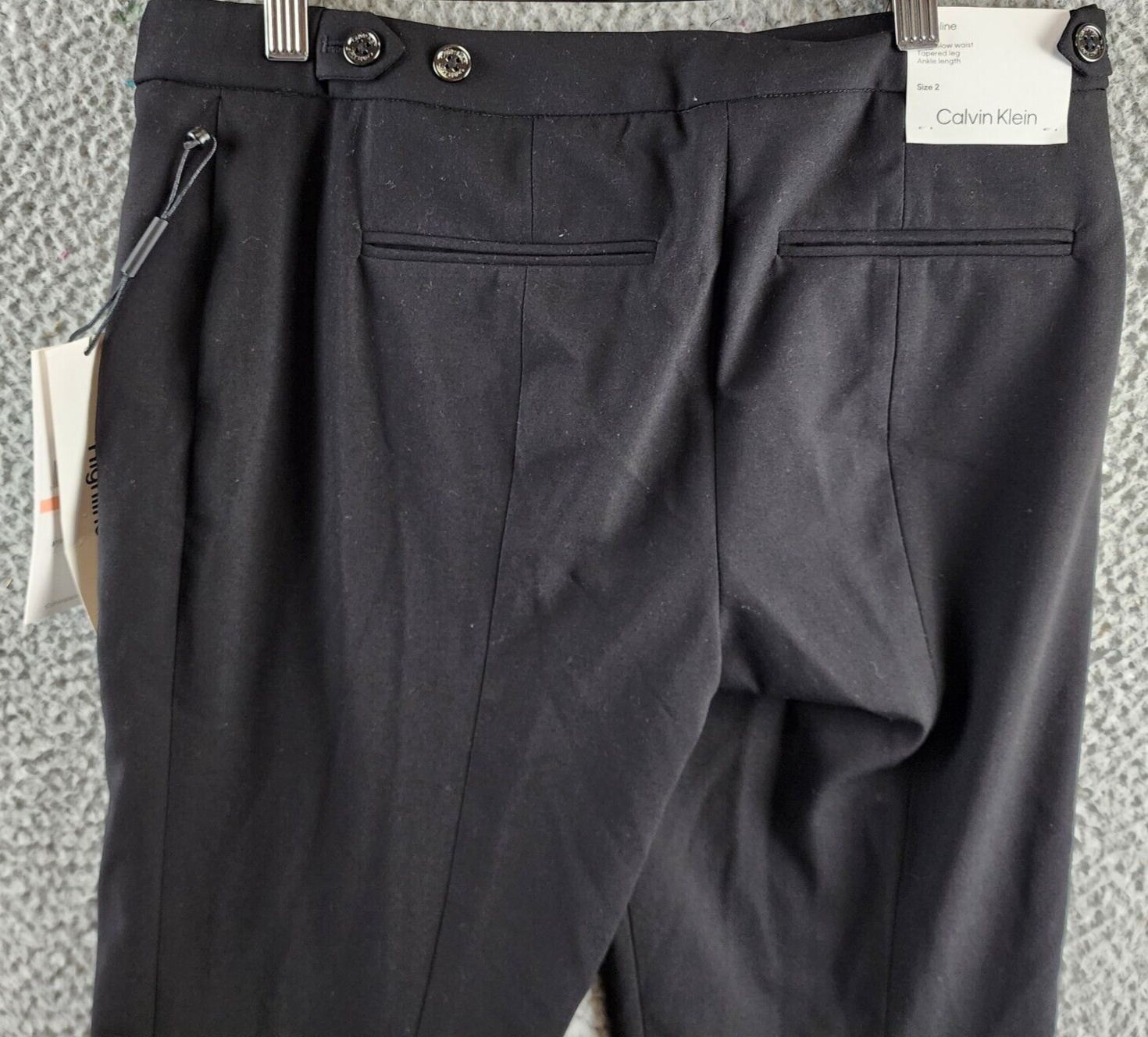 Calvin Klein Highline Ankle Length Pant Women's 2 Black Back Pockets Zip Closure - Picture 14 of 15