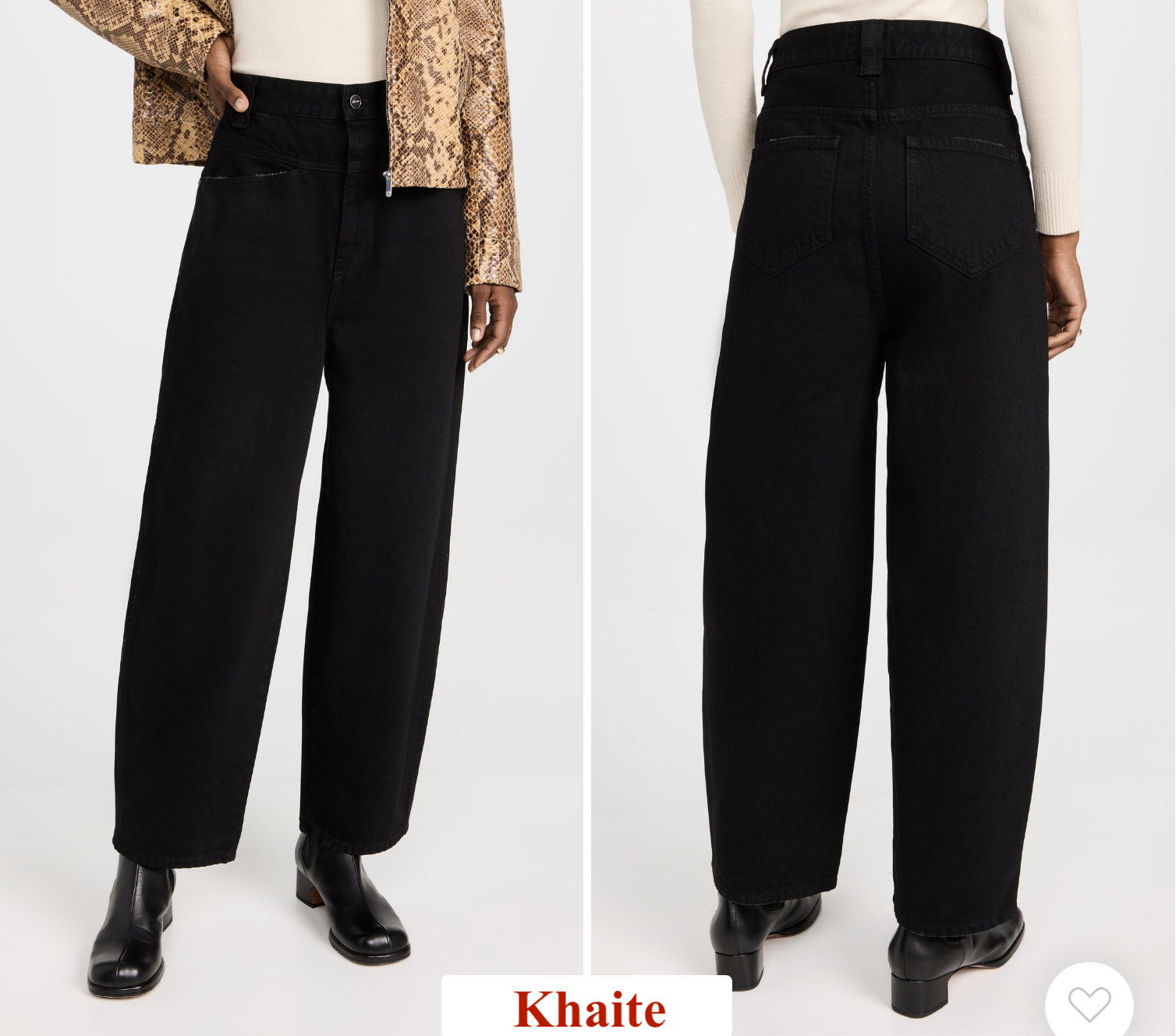 デニム・ジーパン KHAITE Woman Jeans Black 1162913012 012 Khaite Preen Denim High Rise Wide Leg Denim Pants in Wilcox
