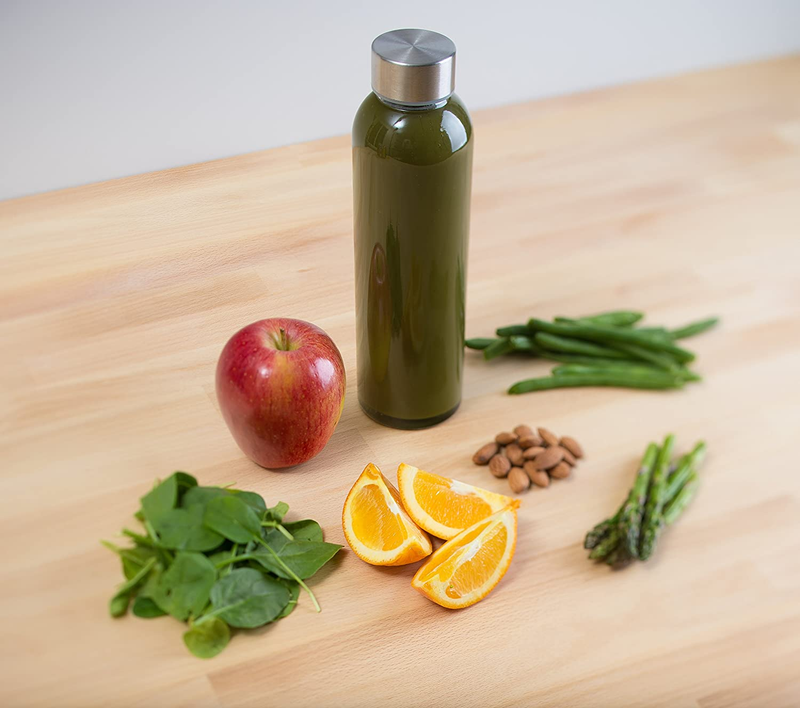 6 Pack18 Oz Glass Bottles with Lids Reusable Refillable Water Bottle for Juicing