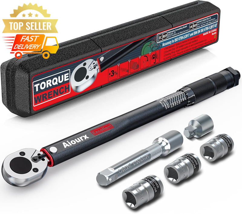 1/2" Drive Click Torque Wrench 20-230Nm Adjustable Dual-Direction Auto Moto