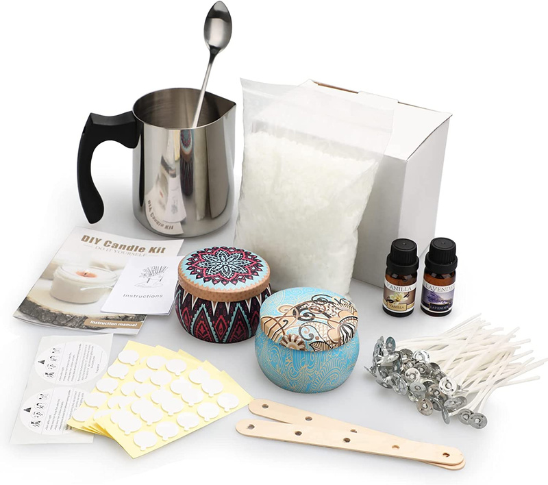Candle Making Kit, Beeswax, Fragrance Oil, Cotton Wicks, Metal Pot, Gift Set for