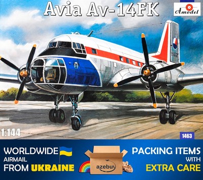 Avia Av-14 FK Airliner 1950 Year 1/144 Scale Plastic Model Kit Amodel 1463