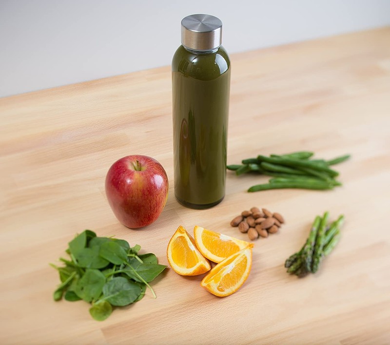 6 Pack18 Oz Glass Bottles with Lids Reusable Refillable Water Bottle for Juicing