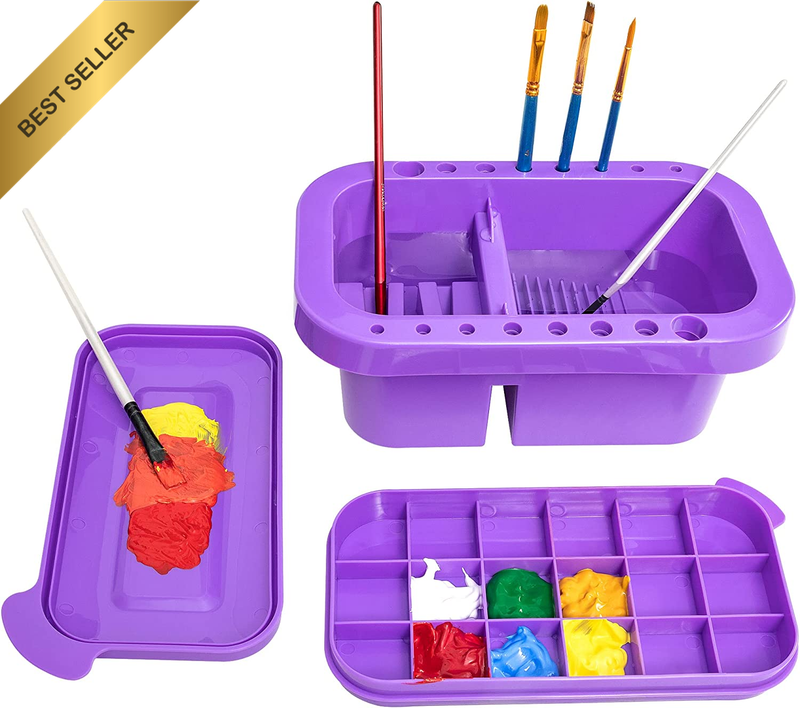 Paint Brush Cleaner, Paint Brush Holder and Organizers with Palette for Acrylic,