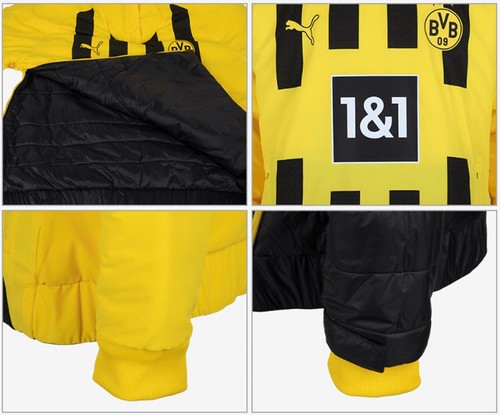 Pre-owned Puma Men Dortmund Reversible Jacket Run Black Soccer Bvb 09 Top Jackets 77111506 In Black, Yellow