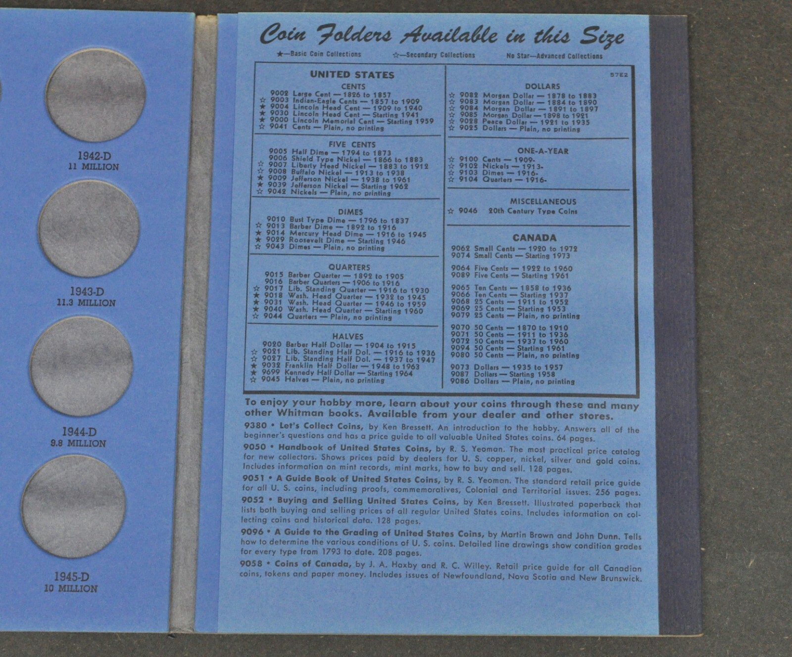 Vtg Liberty Walking Half Dollar Coin 1937 to 1947 Whitman Book Album Folder Only