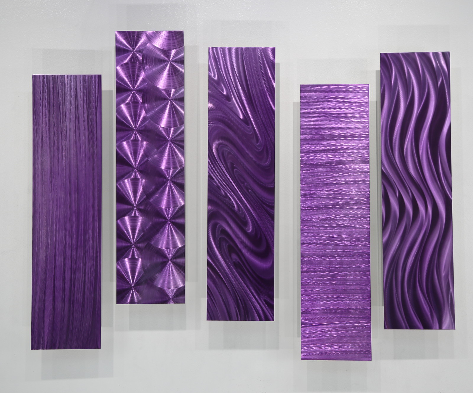 5 PURPLE ART PANELS! Modern 3D Metal Wall Art Panels by Jon Allen EASY TO HANG! 765573609516 eBay