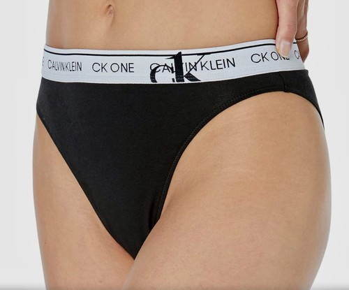 CALVIN KLEIN CK One Cotton Faded Glory Black Hi Cut Tanga Panty Womens Sz XS 4