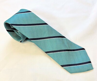 Perry Ellis Designer Neck Tie 100% Silk 59-1/2'' x 3'' Teal Black White #1056