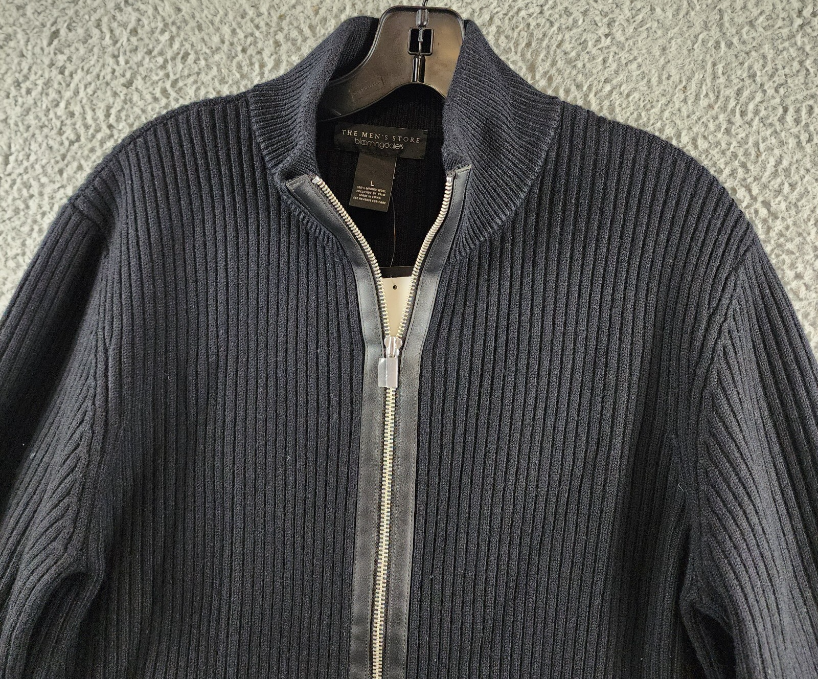 The Men's Store at Bloomingdale's Zip Cardigan Merino Wool Sweater Men's L Black - Picture 4 of 13