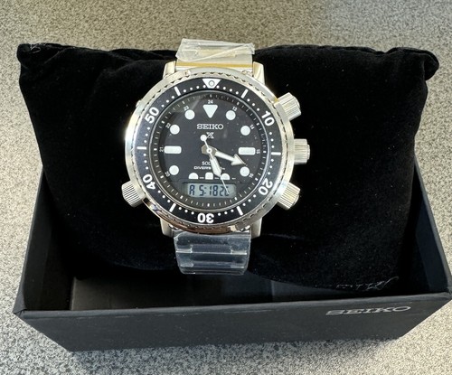 Pre-owned Seiko Prospex Analog Digital Snj033 46.9mm Stainless Steel Solar Diver's Watch