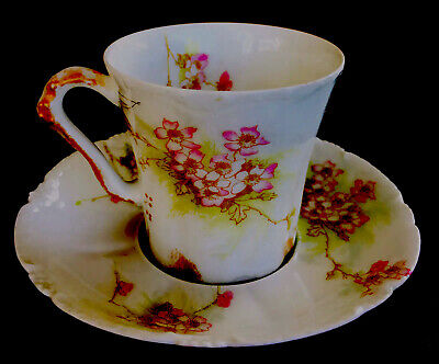 Vintage T&V Limoges France Bone China  Demitasse Floral Tea Cup&SaucerGold Trim