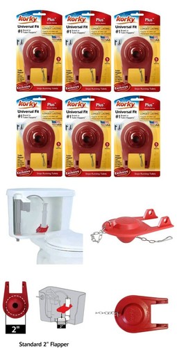 6 Korky Universal Fit Flapper Premium Red All Rubber Seal