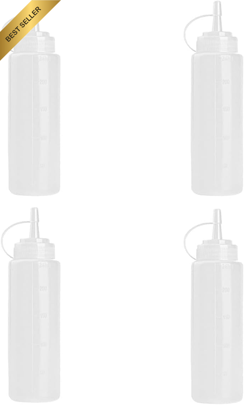 4 Psvk Plastic Squeeze Condiment Bottles 8Oz Squeeze Bottles for Liquids, Reusab