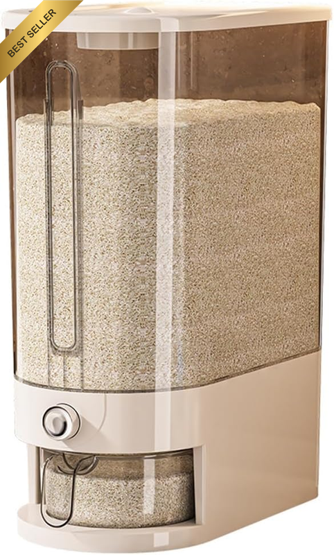 10KG Rice Dispenser with Measuring Cup, Rice Storage Box, Airtight Grain Storage