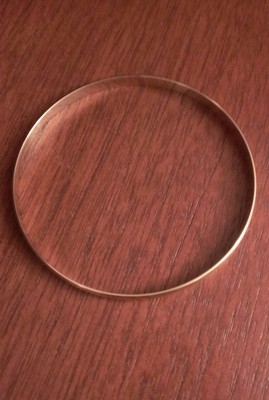 Pre-owned Wishing For Claudia 14k Yellow Gold 7.75" Solid 4mm Polished Round Slip-on Bangle Bracelet