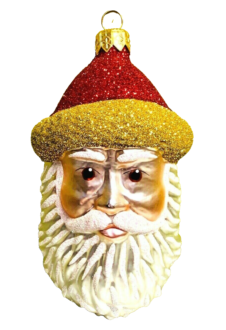 Patricia Breen Blow Ye Winds Red Gold Santa Head #9705 NWT Glass Glitter 1997