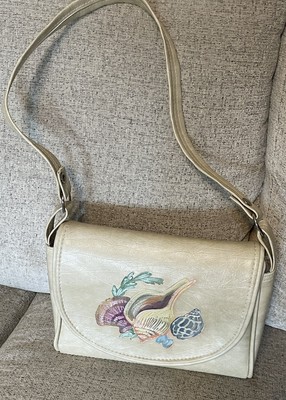 The Original Florida Keys Embossed Hand Painted Sea Shells Handbag Vintage 1960s