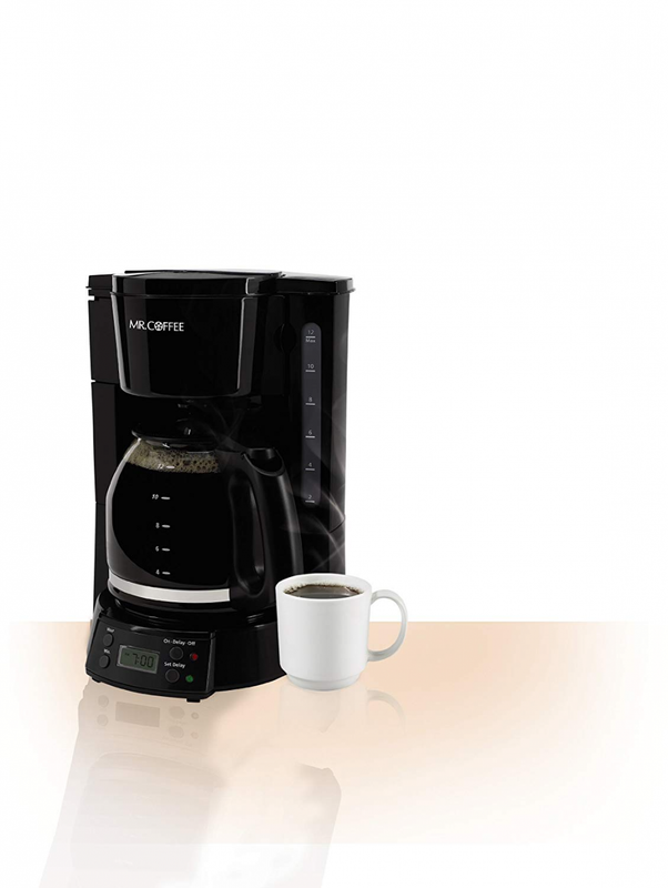 Mr. Coffee Simple Brew 12-Cup Programmable Coffee Maker Black Timer Glass Pot