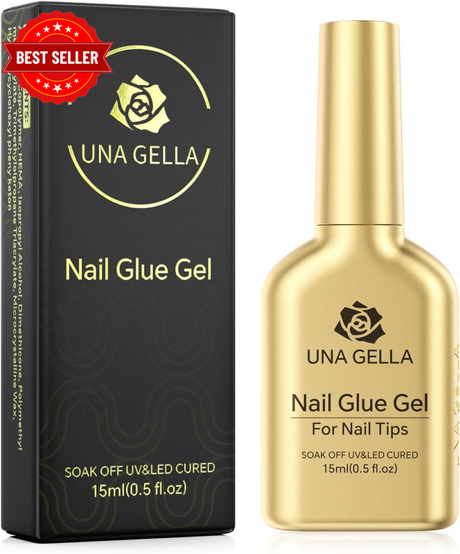Nail Glue 6 in 1 Gel for Clear Acrylic Nails Tips, 15Ml UV Nail Glue Long Lastin