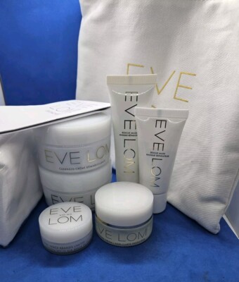 EVE LOM 8pc Cleanser, Rescue Mask, Brightening Cream, Lip Mix & Muslim Cloth