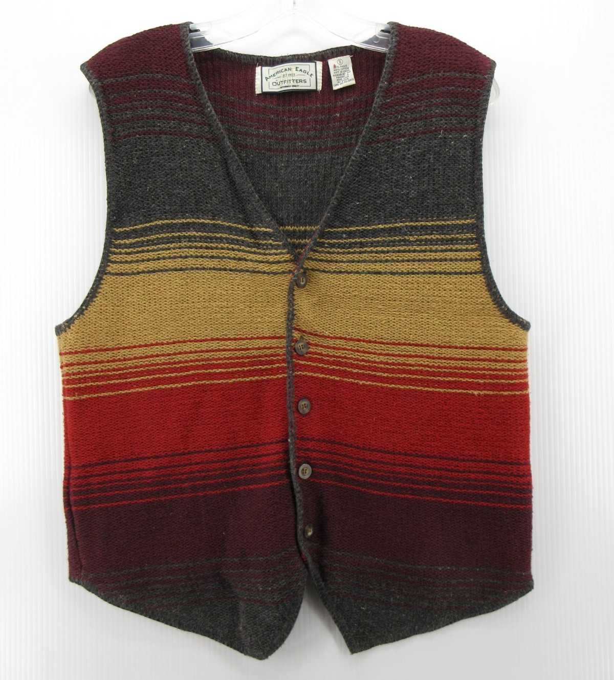 VINTAGE American Eagle Vest Men Small Gray Waistcoat Southwestern