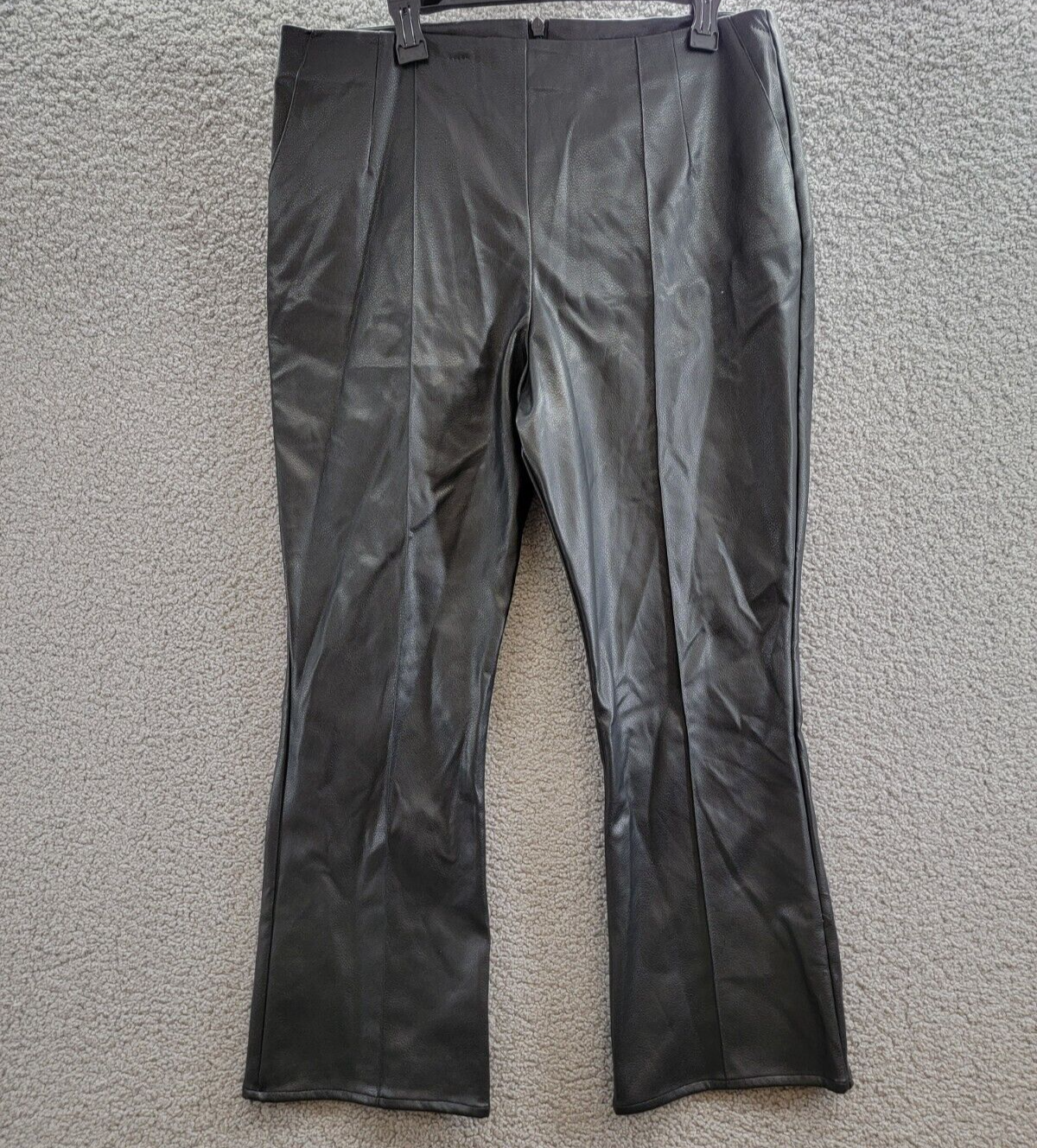French Connection Claudia Faux-Leather Kick-Flare Pants Women's 12 Blackout - Picture 2 of 17
