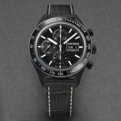 Pre-owned Louis Erard Louiserard Sportive, M, Strp, Blk Chrno-d,s/s Blk-b,m A