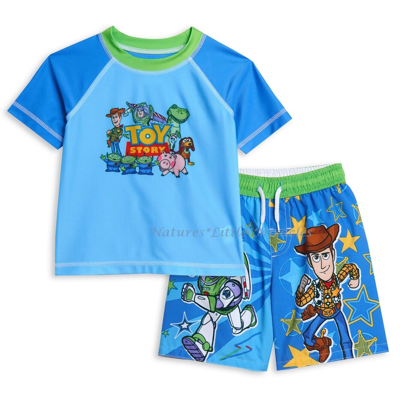Toy Story Boys Swimsuit Swim Trunks Rash Guard Shirt Size 2T Toy Story Boys Swimsuit Swim Trunks Rash Guard Shirt Size 2T