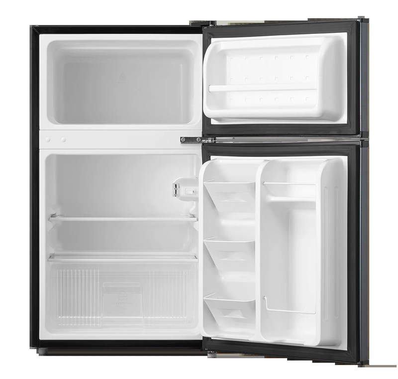 3.2 Cu Ft Two Door Compact Refrigerator Freezer Stainless Steel Stylish Fridge