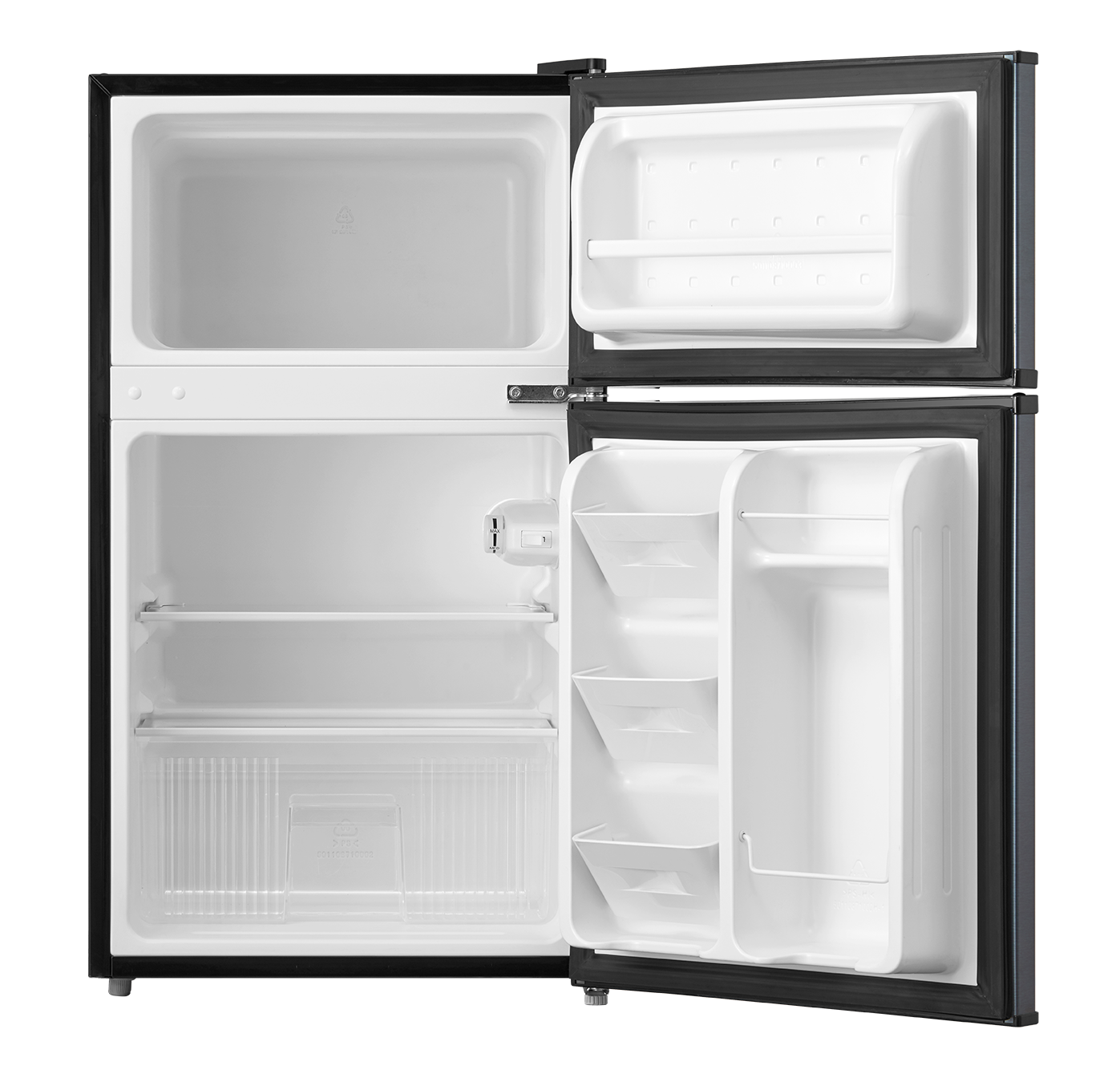 Arctic King 3.2 Cu ft Two Door Mini Fridge with Freezer, Stainless Steel, E-Star