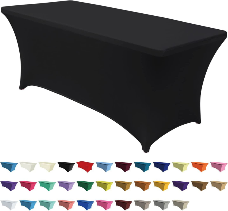 6 Ft. Fitted 30+ Colors Polyester Tablecloth Stretch Spandex