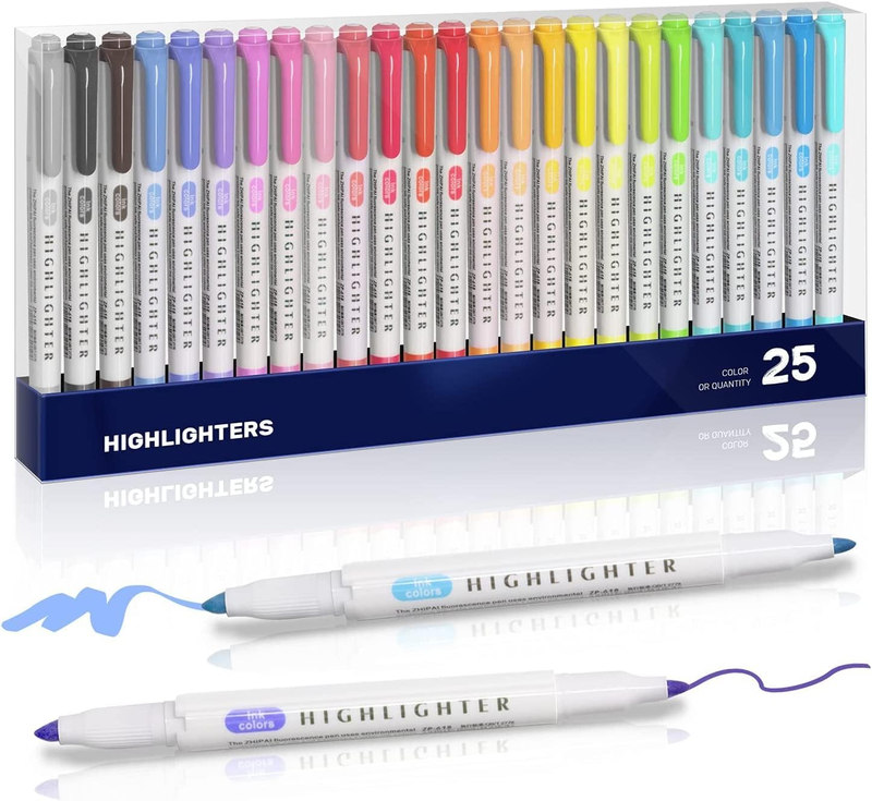 25 Pack Pastel Highlighters Assorted Colours,Bible Big Marke